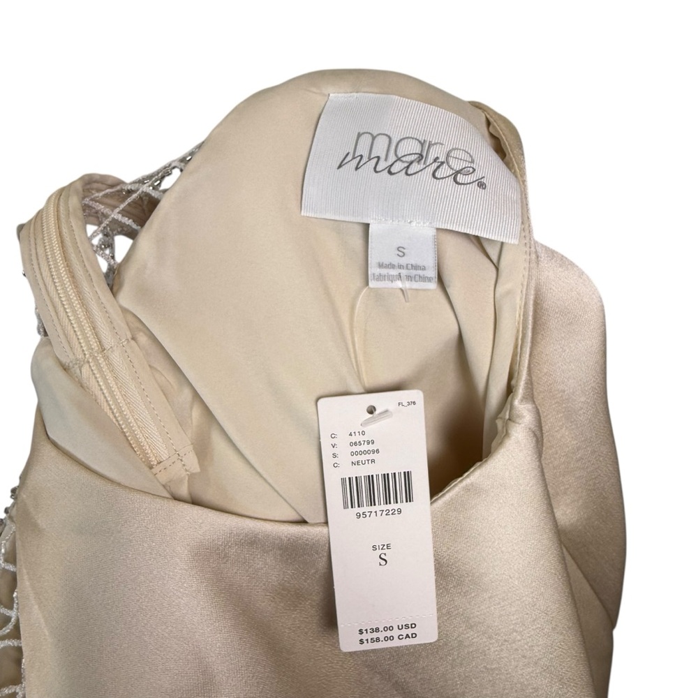 NWT Mare Mare Size S Crystal-Mesh Sert Ivory Cream V-Neck Sleeveless Blouse - Picture 9 of 10